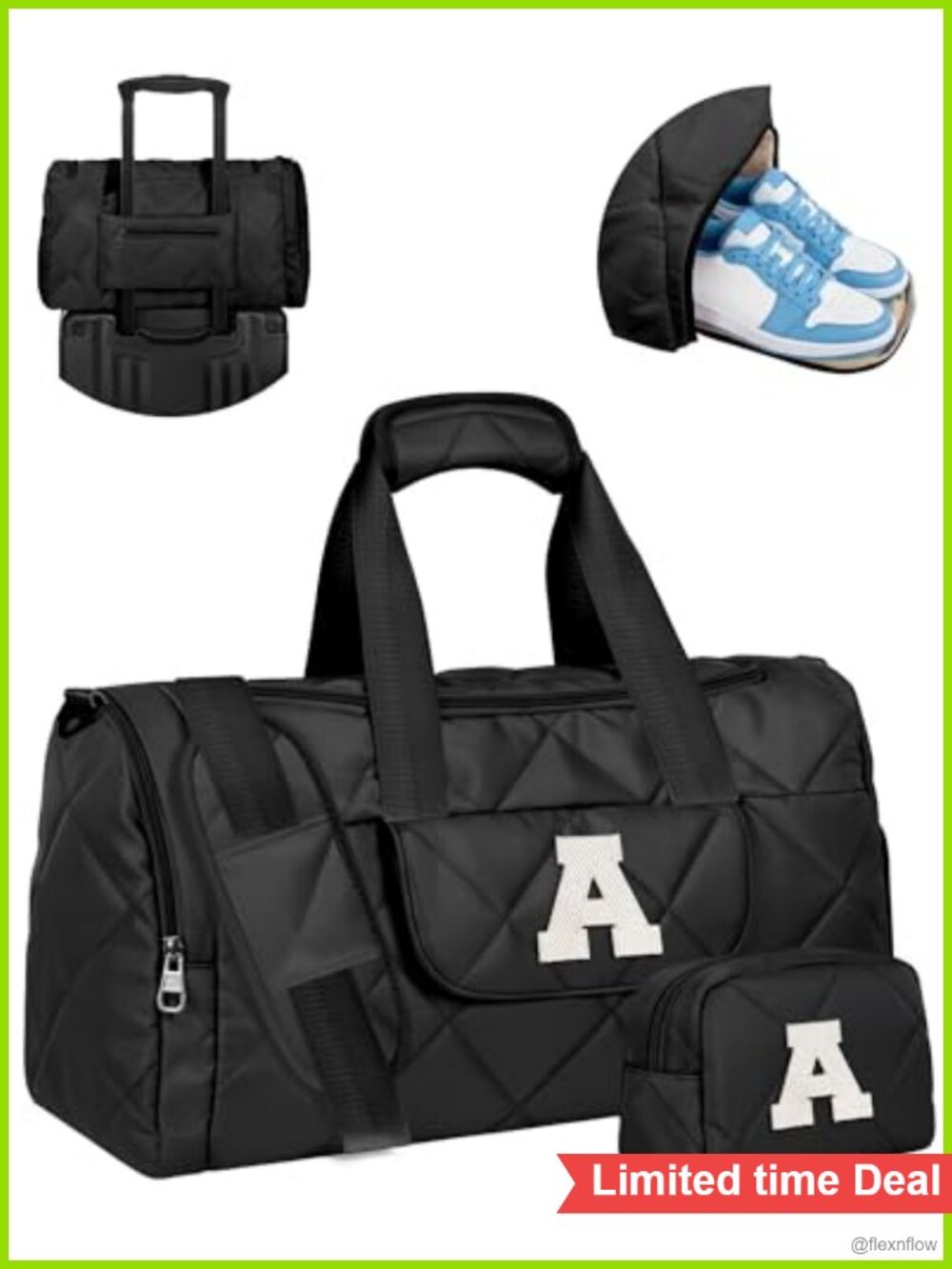 Personalized Initial Duffle Bag Travel Gym Weekender Nylon
